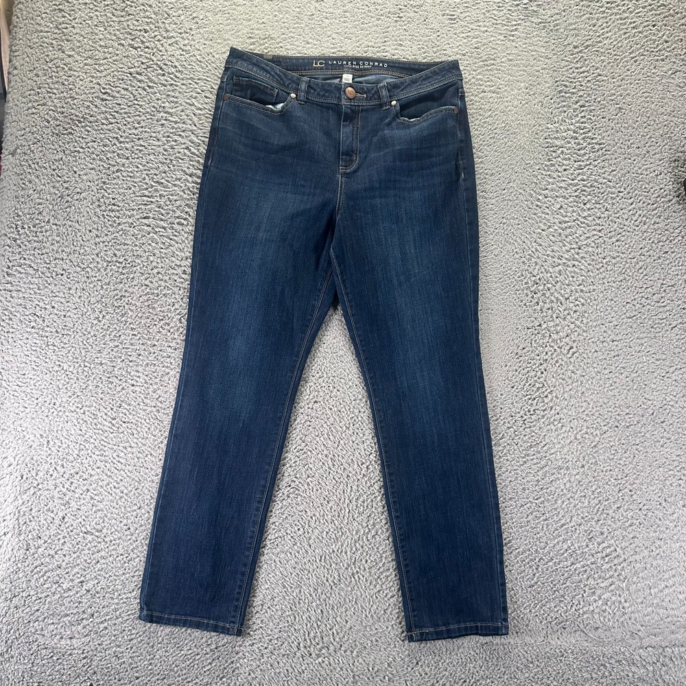 LC Lauren Conrad Jeans Womens 14 Blue Cotton Denim Skinny Travel Faded Stretch
